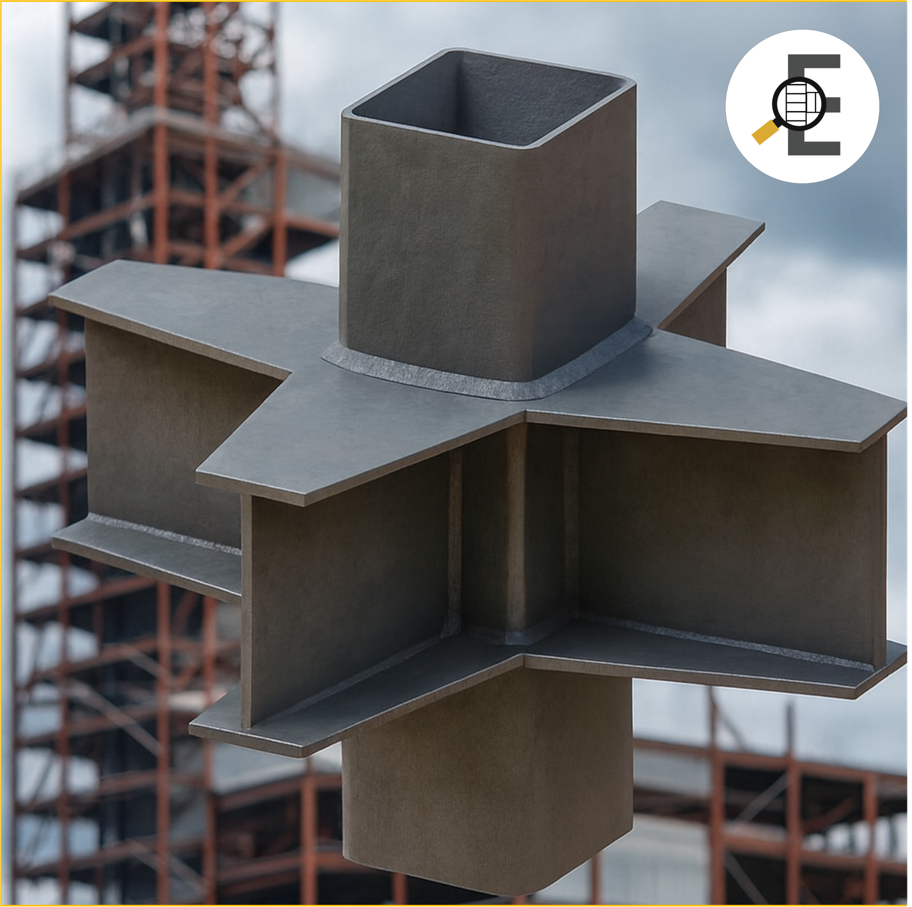 Uniones con diafragmas externos. Columnas  tubulares y vigas tipo I.